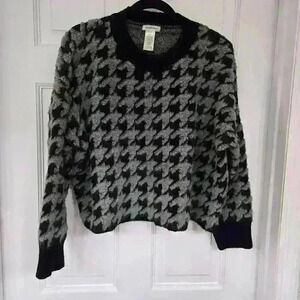 Max Studio Women's Houndstooth Pattern Sweater,Size M-oversized